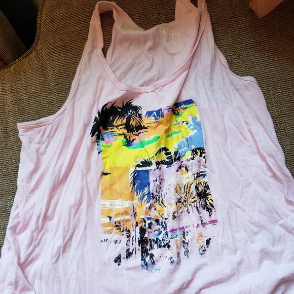 Torrid Active Palm Tree Pink Tank 2 - Picture 2 of 4